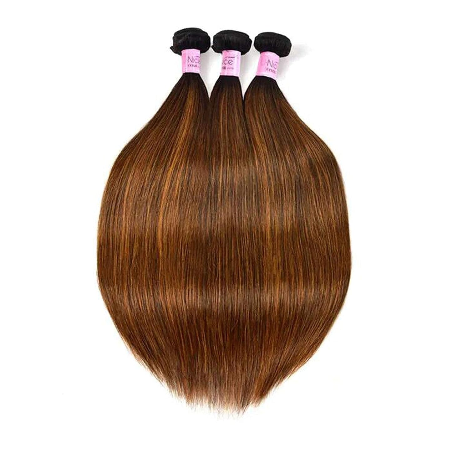 Brown Blonde Straight Human Hair Weave 3 Bundles, Brazilian 100% Virgin Unprocessed Remy Hair Ombre Highlight Color Hair Extensions 100G/Pc (10 12 14)