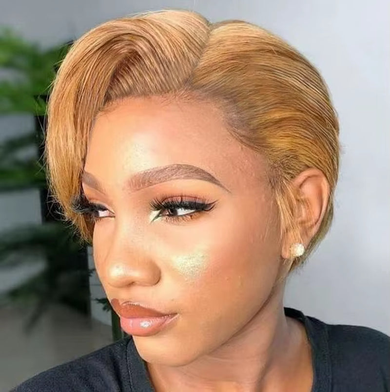 Straight Pixie Cut Wig Short Bob Wigs 13X4 Lace Front Wigs Human Hair Pre Plucked Pixie Cut Wig Brazilian Human Hair 100%