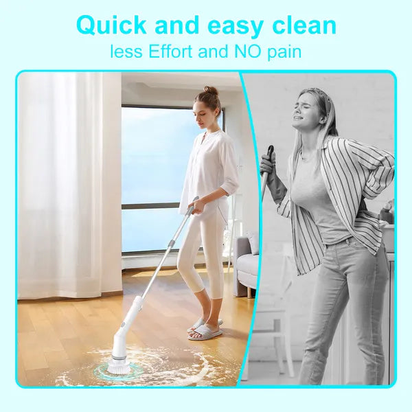 IAGREEA Shower Scrubber With 6 Replaceable Brush Heads, IPX6 Waterproof Cordless Power Cleaning Brush With Adjustable Extension Handle, Rotating Brush Shaft, And 2-speed Shower Cleaner For Cleaning