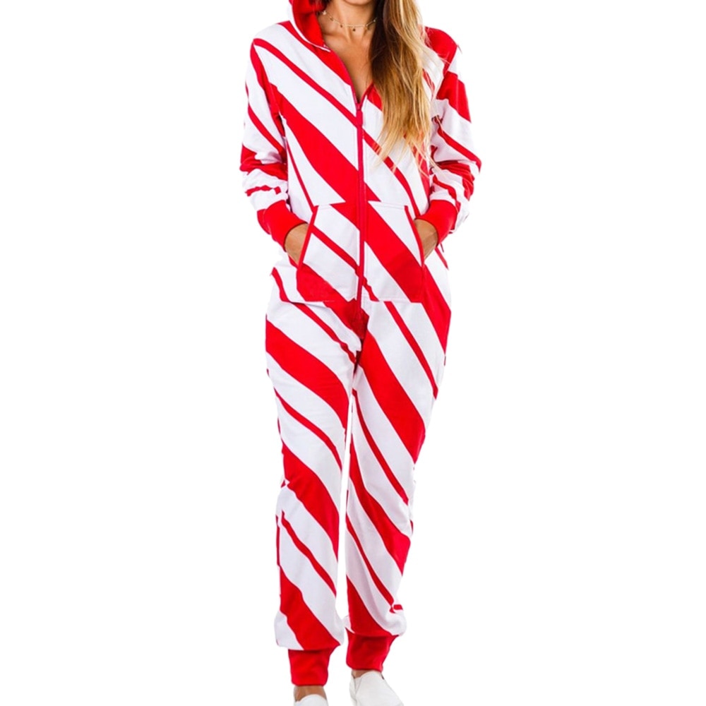 Christmas One-piece Pajamas Female Couple Hooded Home Service Jumpsuit