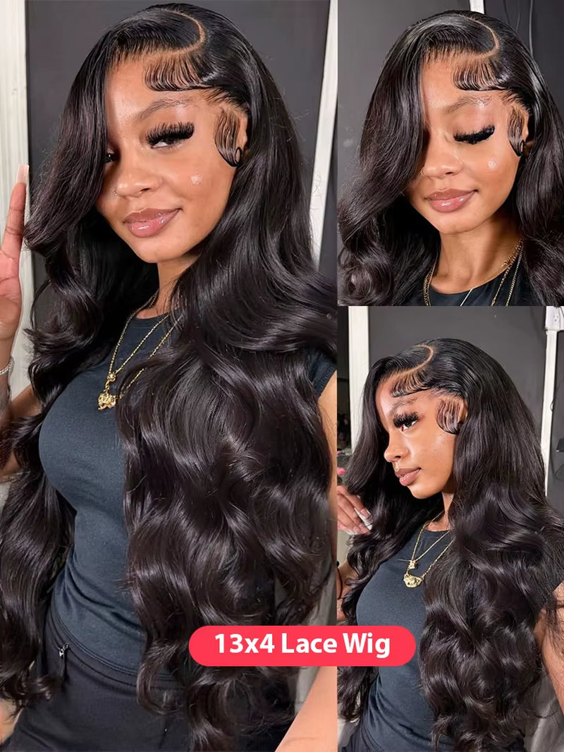 100% Human Hair 13X6 Body Wave Lace Frontal Wig HD 30 40 Inch 13X4 Lace Front Wigs Water Loose Waves Black Brazilian Pre Plucked