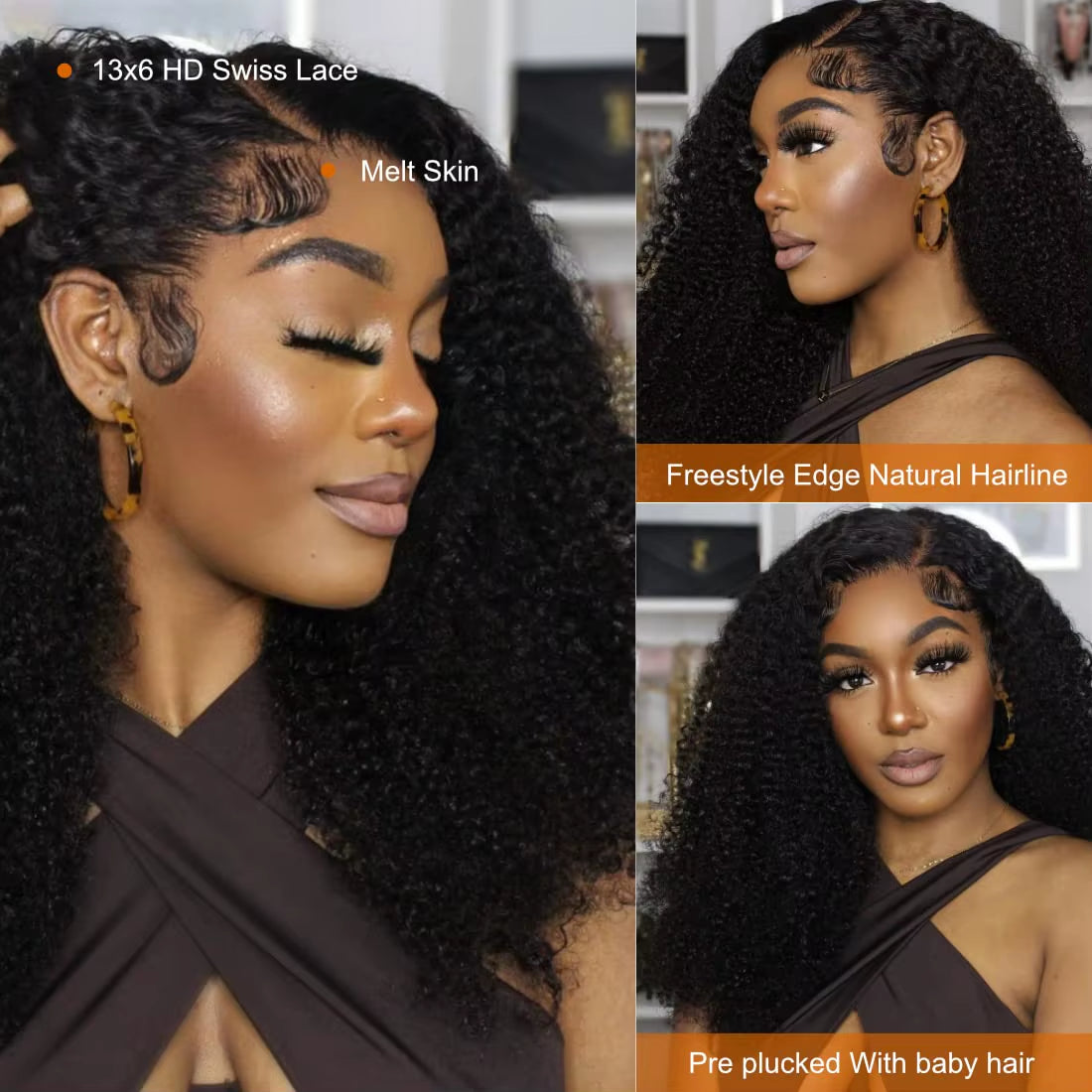 400 Density Lace Wig Human Hair Double Drawn Afro Kinky Curly 13X6 HD Lace Frontal Wigs Preplucked High Density Lace Wig