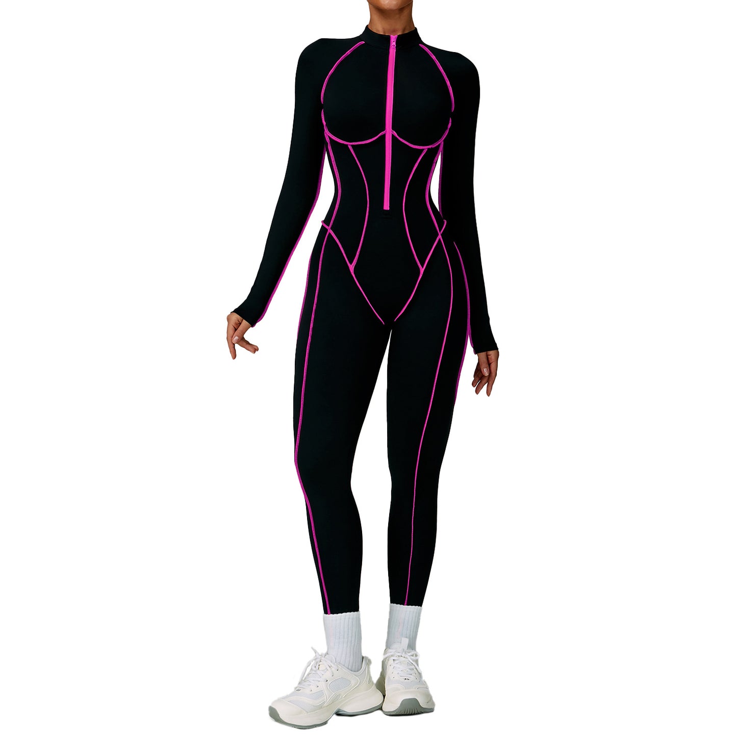 Contrast Color One-piece Quick-drying Yoga Clothes Back Tight Workout Clothes High Strength Sports Running Jumpsuit 9317