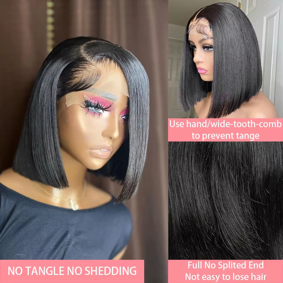 13X4 Bone Straight Lace Frontal Wigs Short Bob Preplucked 4X4 Transparent Lace Front Wig Brazilian 100% Human Hair 12 14 16 Inch