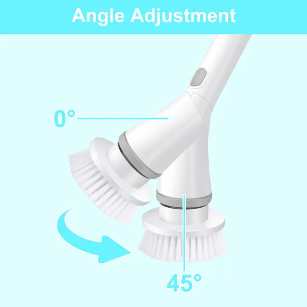 IAGREEA Shower Scrubber With 6 Replaceable Brush Heads, IPX6 Waterproof Cordless Power Cleaning Brush With Adjustable Extension Handle, Rotating Brush Shaft, And 2-speed Shower Cleaner For Cleaning