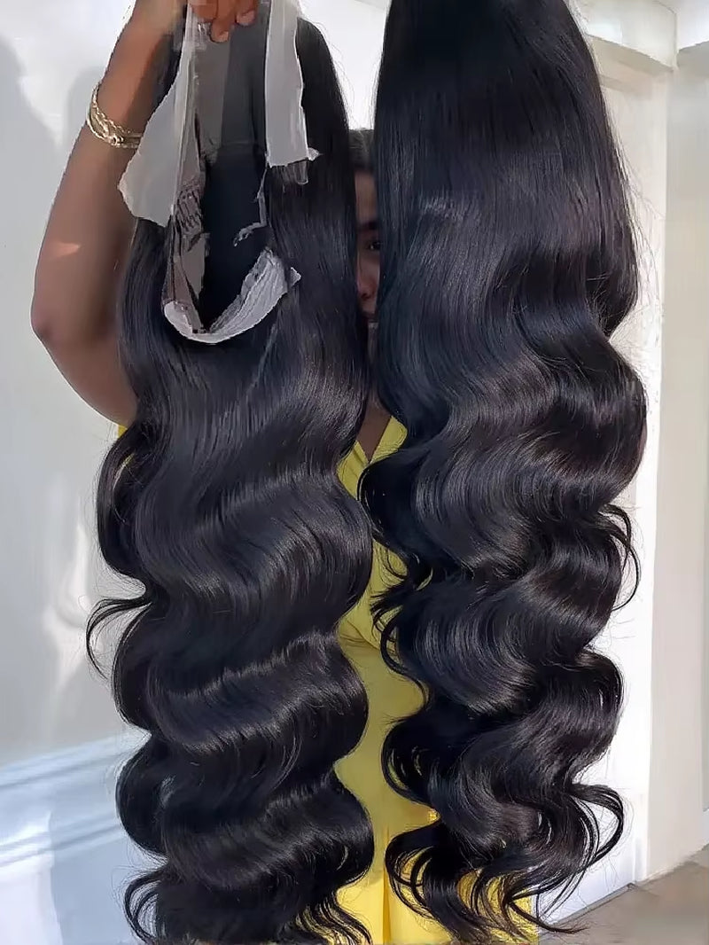 100% Human Hair 13X6 Body Wave Lace Frontal Wig HD 30 40 Inch 13X4 Lace Front Wigs Water Loose Waves Black Brazilian Pre Plucked