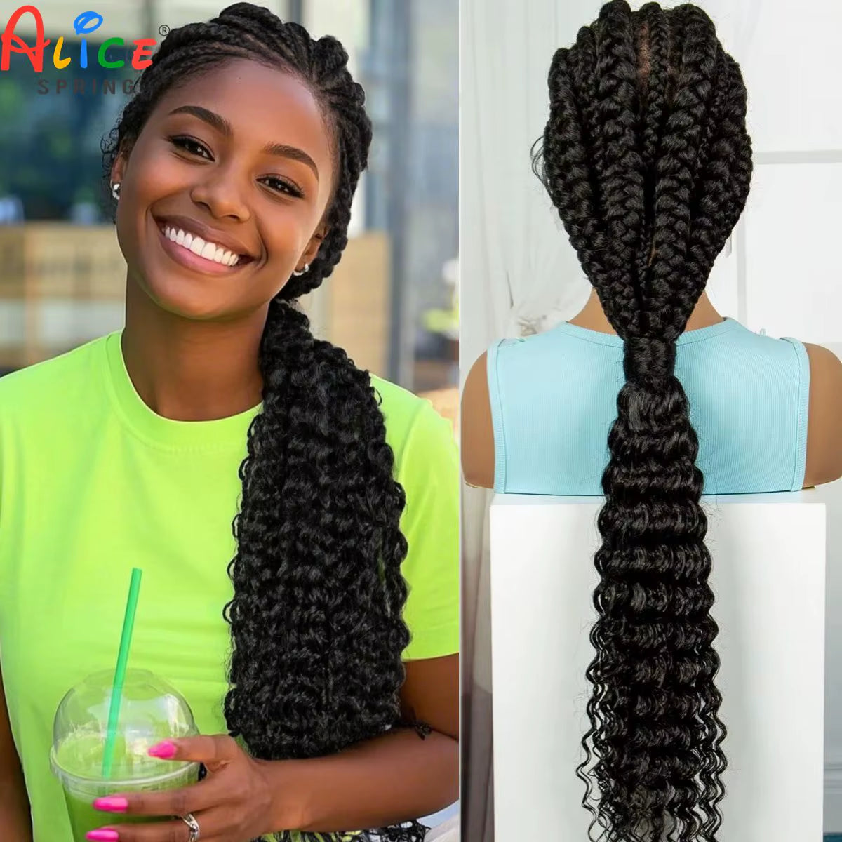 Handmade Cornrow Braided Wigs 30Inch Synthetic Full Lace Kontless Braids Wigs Lace Frontal Box Braided Lace Wigs for Black Women