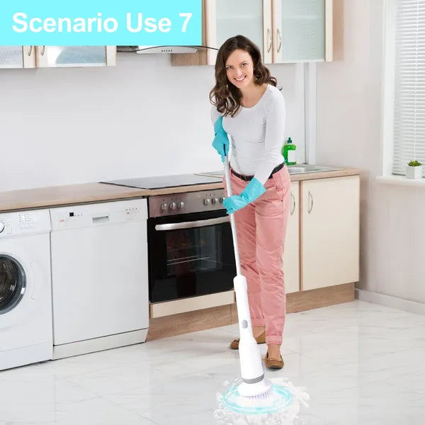 IAGREEA Shower Scrubber With 6 Replaceable Brush Heads, IPX6 Waterproof Cordless Power Cleaning Brush With Adjustable Extension Handle, Rotating Brush Shaft, And 2-speed Shower Cleaner For Cleaning