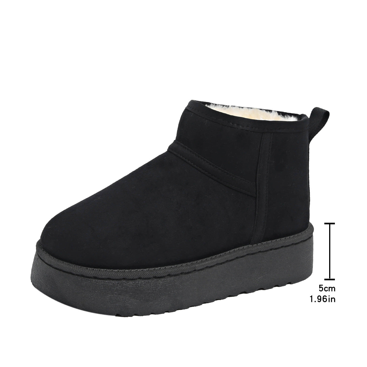 Fleece-lined Thick-soled Outdoor Shoes With Integrated Leather And Fur For Warmth.