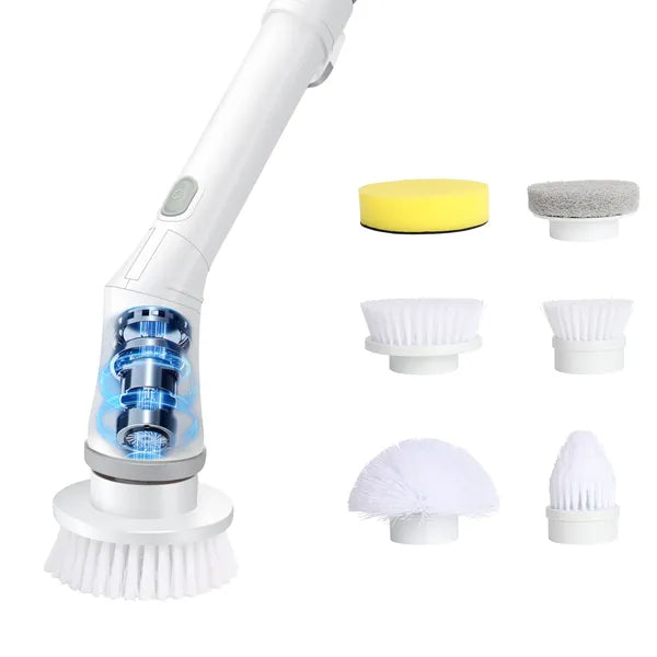 IAGREEA Shower Scrubber With 6 Replaceable Brush Heads, IPX6 Waterproof Cordless Power Cleaning Brush With Adjustable Extension Handle, Rotating Brush Shaft, And 2-speed Shower Cleaner For Cleaning