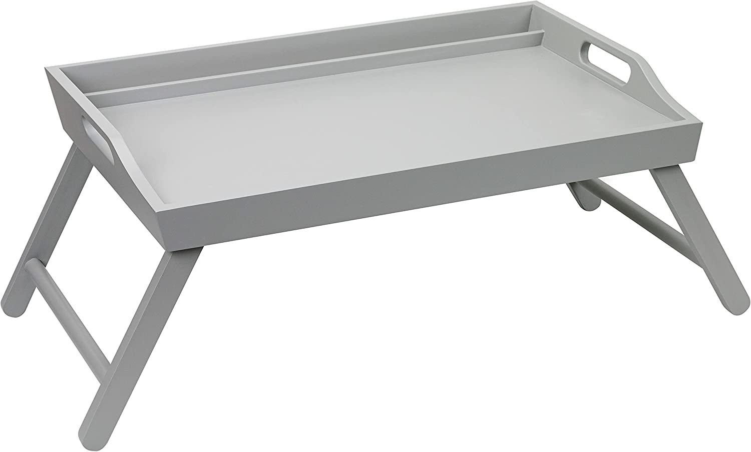 Extra Large Wood Bed Tray, Lap Tray, Lap Desk with Phone Holder - Fits up to 17.3 Inch Laptops and Most Tablets - Calming Gray - Style No. 78105