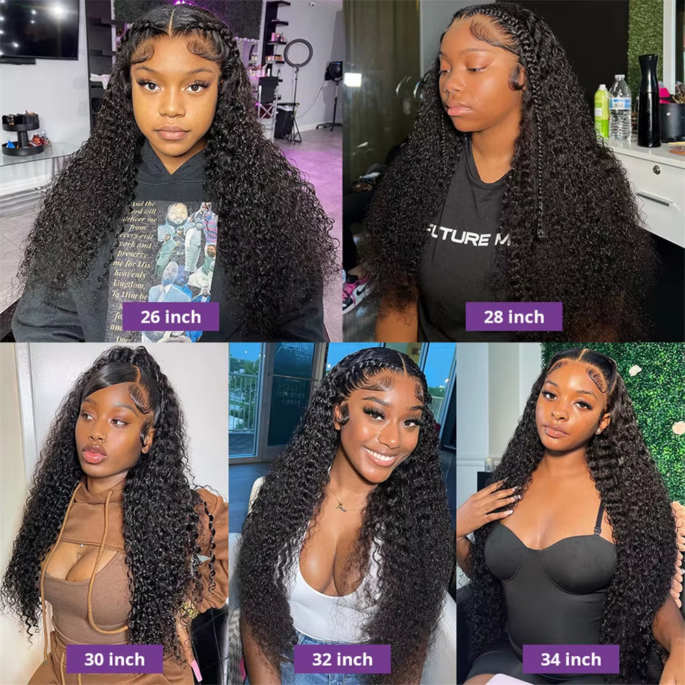 360 Full Lace Deep Wave Frontal Wig 30 40 Inch 13X6 HD Transparent Lace Frontal 5X5 Remycurly Human Hair Wigs for Women