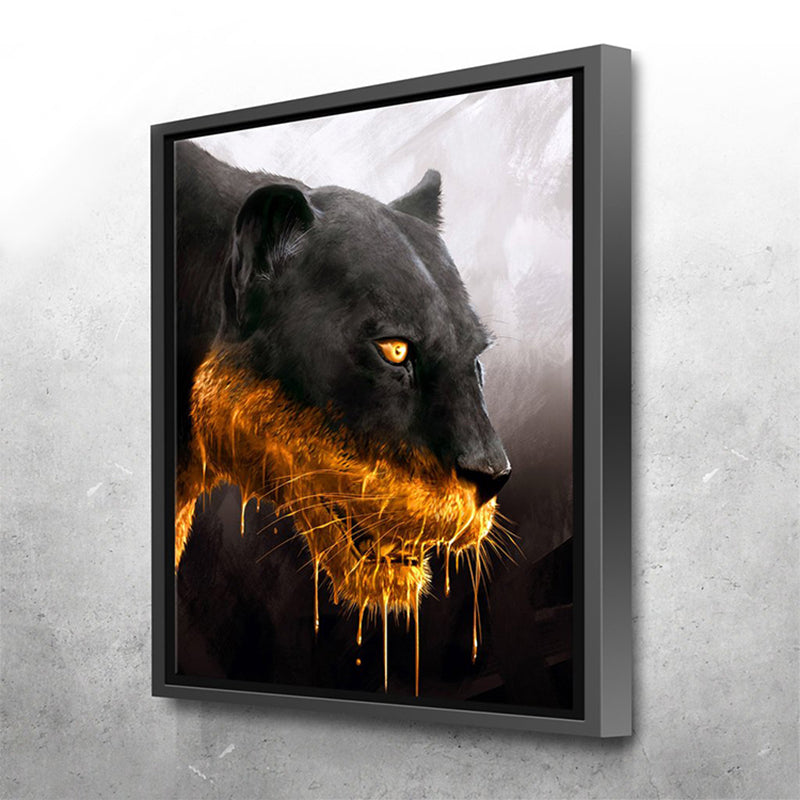 Black Gold Leopard Hunting Luxury Canvas Animal Poster Decoration