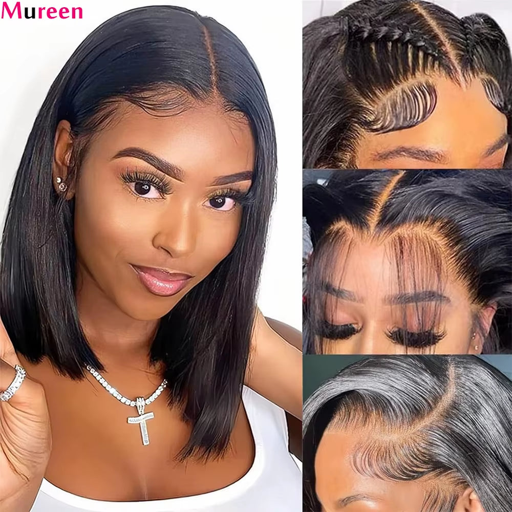 250% Density Bob Wig Human Hair 13X4 HD Lace Front Wigs Human Hair Glueless Straight Lace Frontal Human Hair Wigs for Women