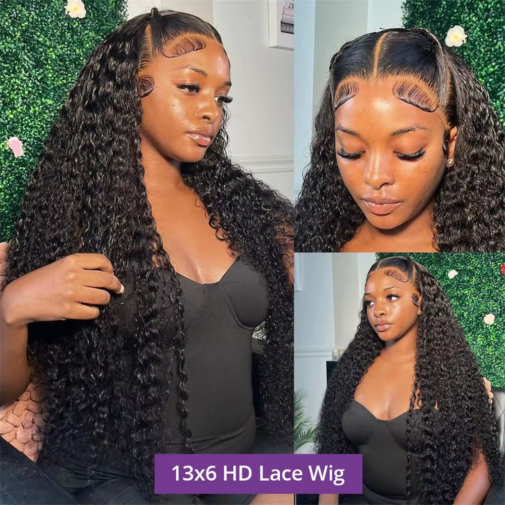 360 Full Lace Deep Wave Frontal Wig 30 40 Inch 13X6 HD Transparent Lace Frontal 5X5 Remycurly Human Hair Wigs for Women