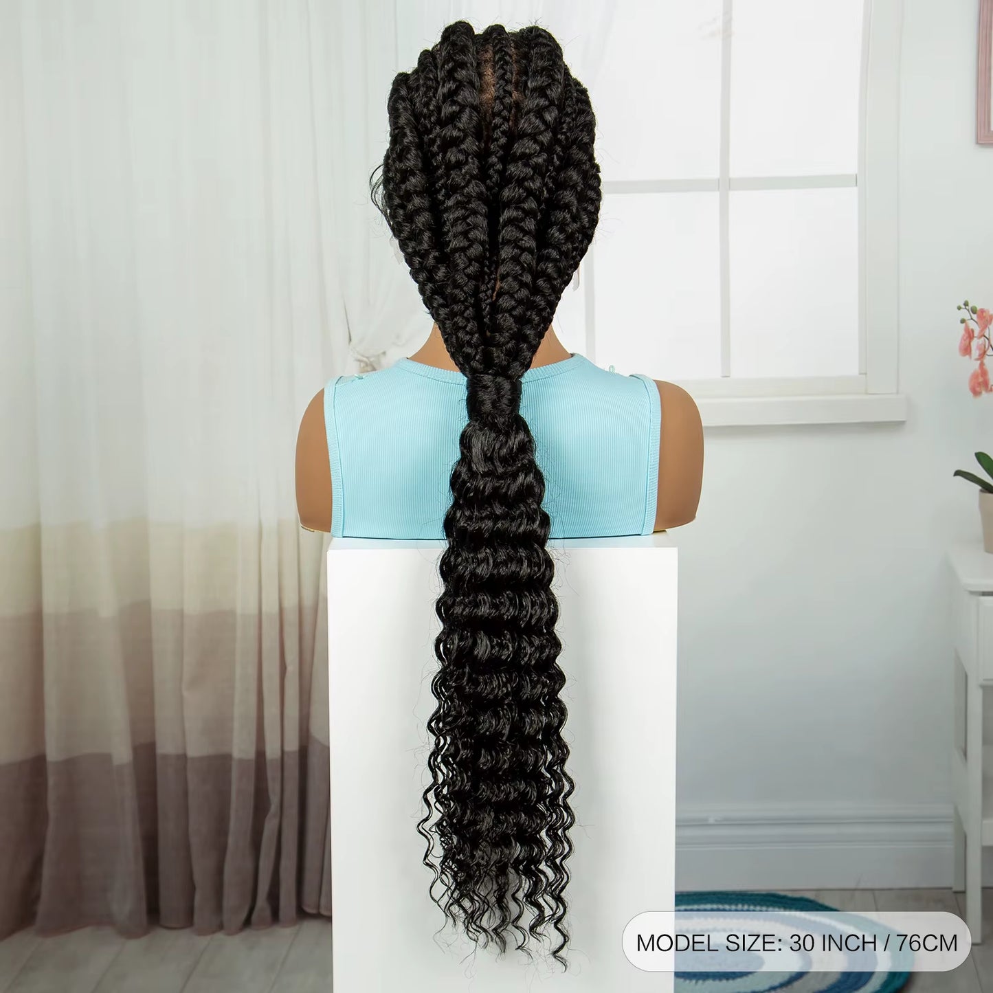 Handmade Cornrow Braided Wigs 30Inch Synthetic Full Lace Kontless Braids Wigs Lace Frontal Box Braided Lace Wigs for Black Women