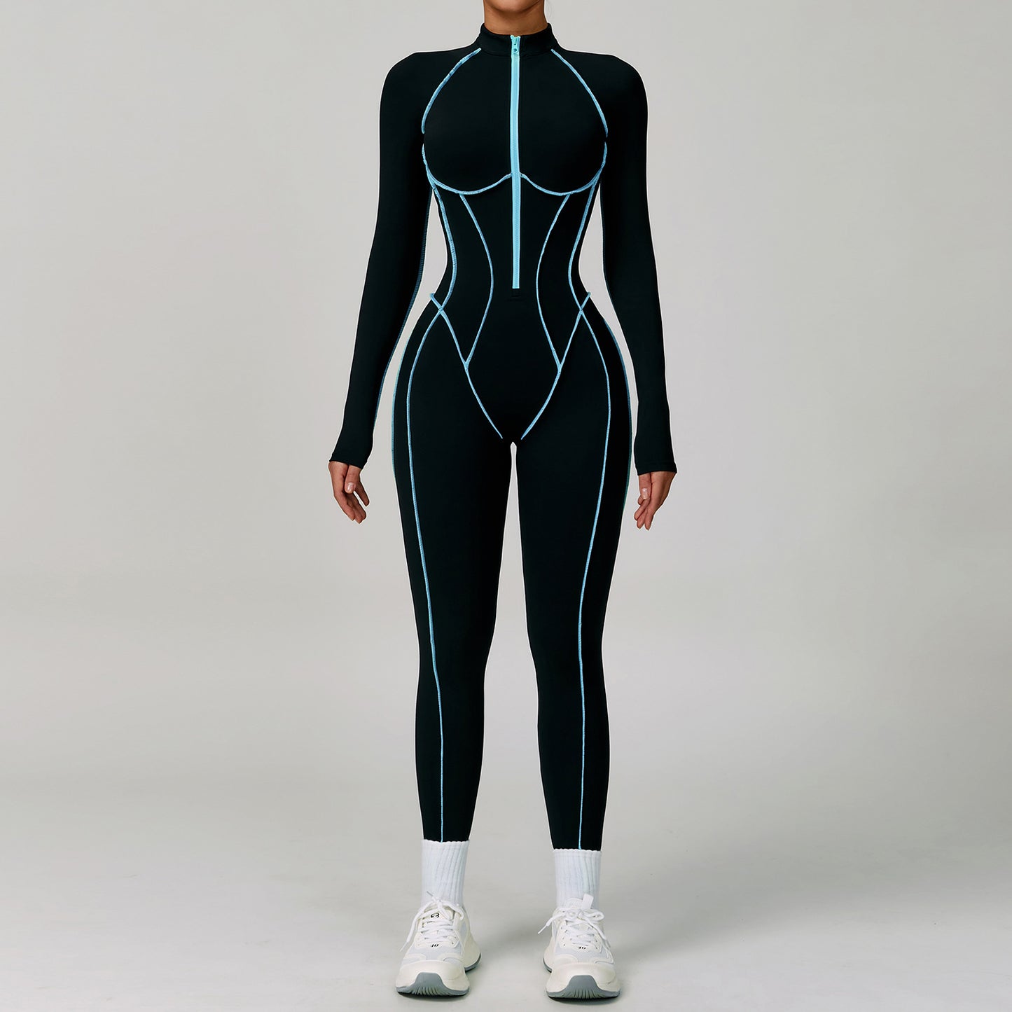 Contrast Color One-piece Quick-drying Yoga Clothes Back Tight Workout Clothes High Strength Sports Running Jumpsuit 9317