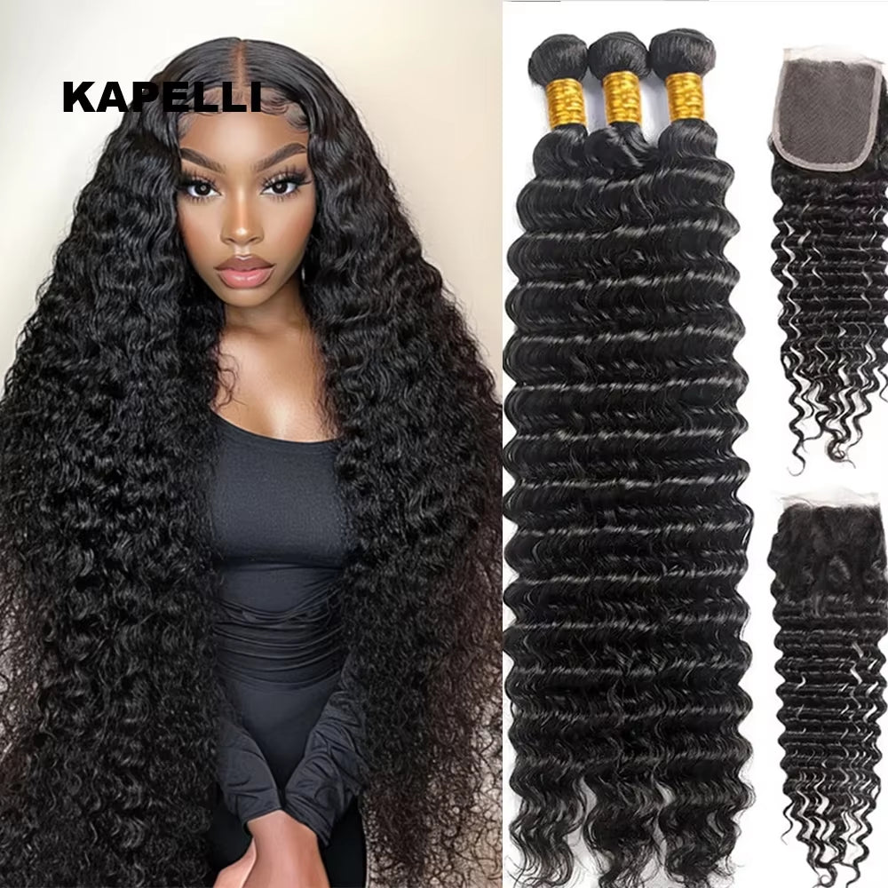 Burmese Curly Hair Bundles with Closure 4X4 13X4 Frontal Deep Wave Bundles Virgin Human Hair Vietnamese Raw Human Hair Extension