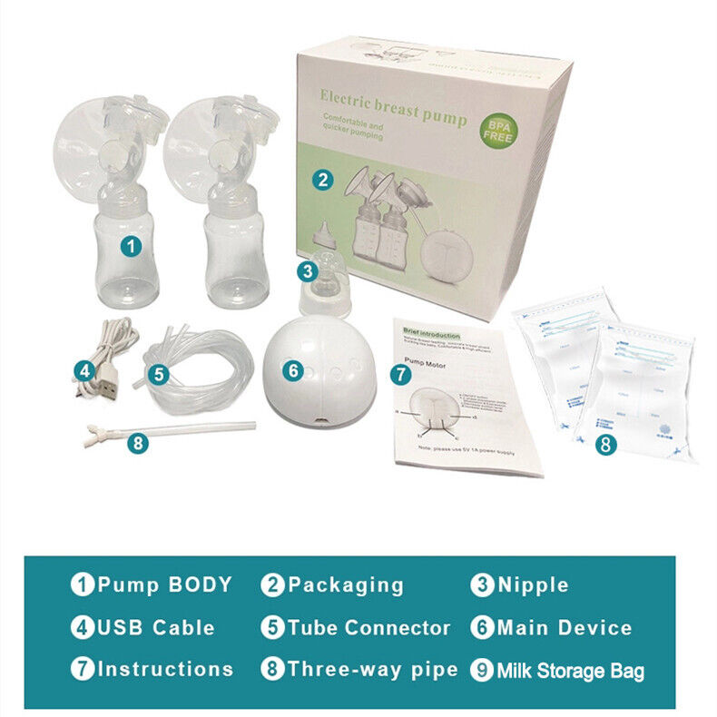 Automatic Double Electric Breast Pump And  Lid & Nipple Kit & Efficient Breastfeeding Pump