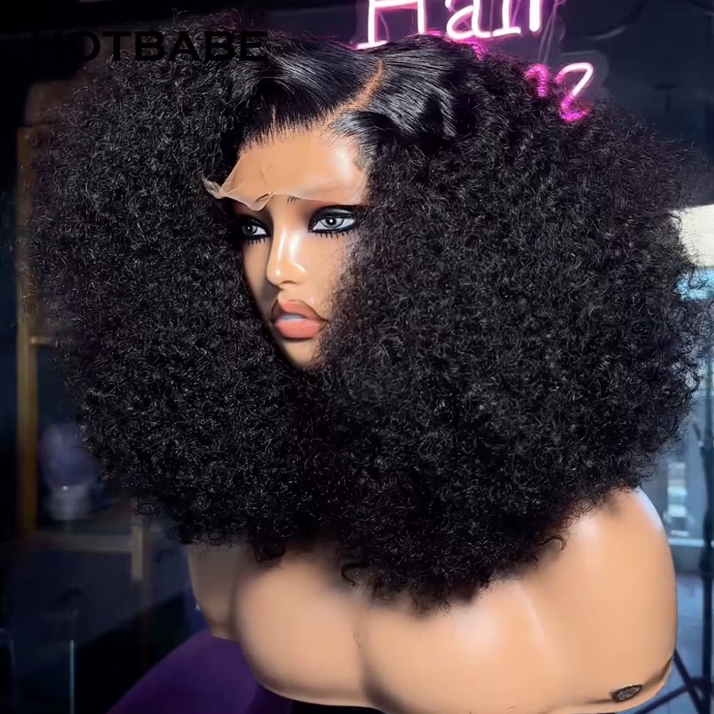 400 Density Lace Wig Human Hair Double Drawn Afro Kinky Curly 13X6 HD Lace Frontal Wigs Preplucked High Density Lace Wig