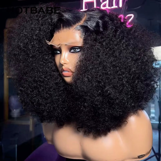 400 Density Lace Wig Human Hair Double Drawn Afro Kinky Curly 13X6 HD Lace Frontal Wigs Preplucked High Density Lace Wig