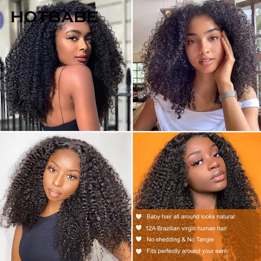 400 Density Lace Wig Human Hair Double Drawn Afro Kinky Curly 13X6 HD Lace Frontal Wigs Preplucked High Density Lace Wig