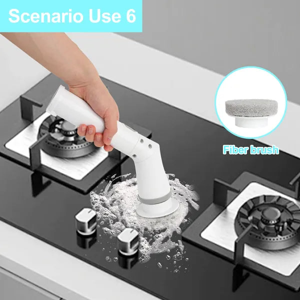 IAGREEA Shower Scrubber With 6 Replaceable Brush Heads, IPX6 Waterproof Cordless Power Cleaning Brush With Adjustable Extension Handle, Rotating Brush Shaft, And 2-speed Shower Cleaner For Cleaning