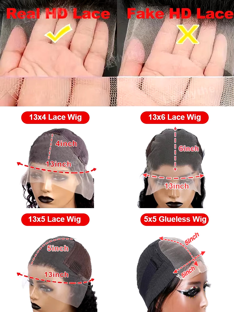 100% Human Hair 13X6 Body Wave Lace Frontal Wig HD 30 40 Inch 13X4 Lace Front Wigs Water Loose Waves Black Brazilian Pre Plucked