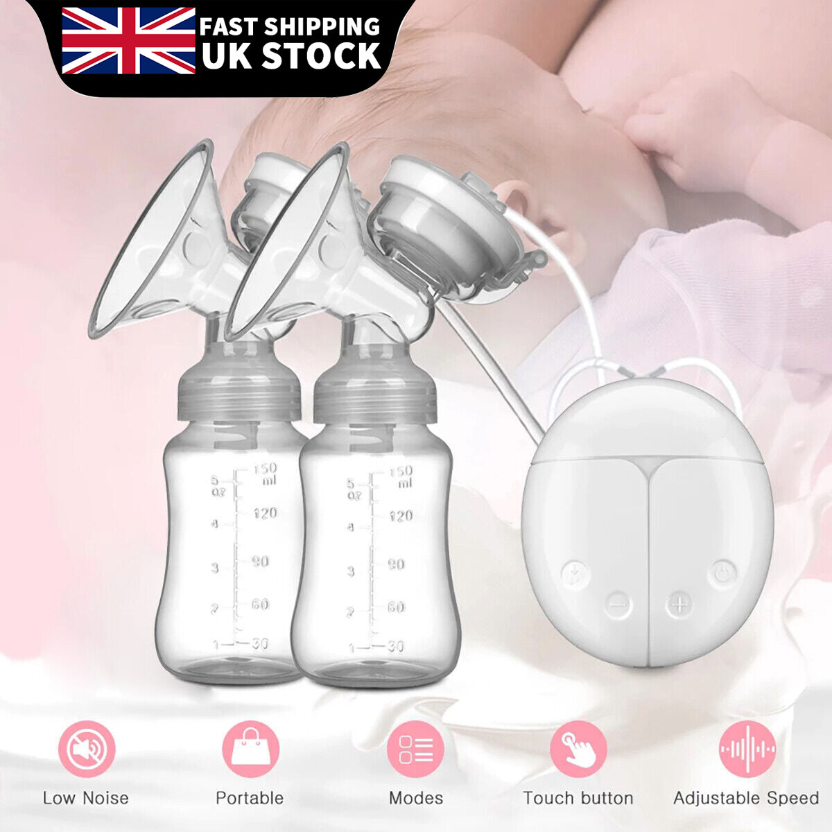 Automatic Double Electric Breast Pump And  Lid & Nipple Kit & Efficient Breastfeeding Pump
