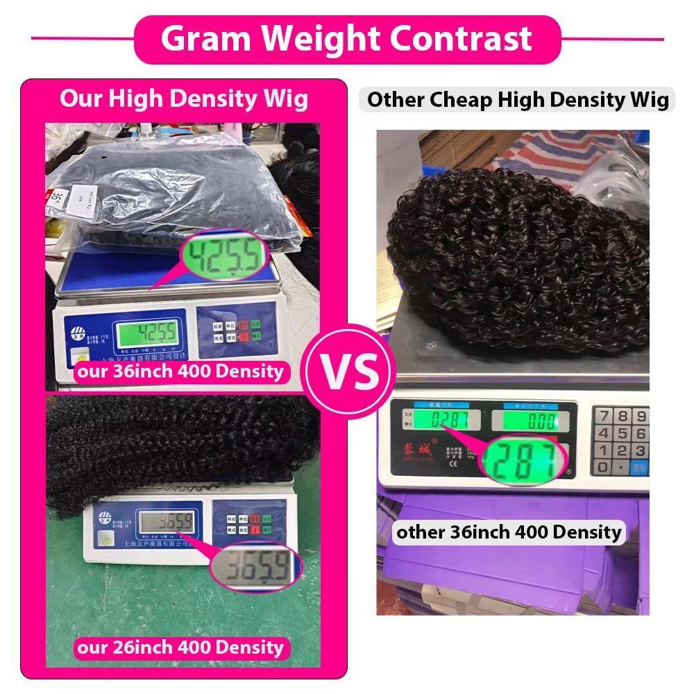 400 Density Lace Wig Human Hair Double Drawn Afro Kinky Curly 13X6 HD Lace Frontal Wigs Preplucked High Density Lace Wig