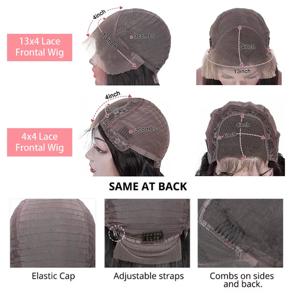 13X4 Bone Straight Lace Frontal Wigs Short Bob Preplucked 4X4 Transparent Lace Front Wig Brazilian 100% Human Hair 12 14 16 Inch