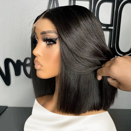 13X4 Bone Straight Lace Frontal Wigs Short Bob Preplucked 4X4 Transparent Lace Front Wig Brazilian 100% Human Hair 12 14 16 Inch