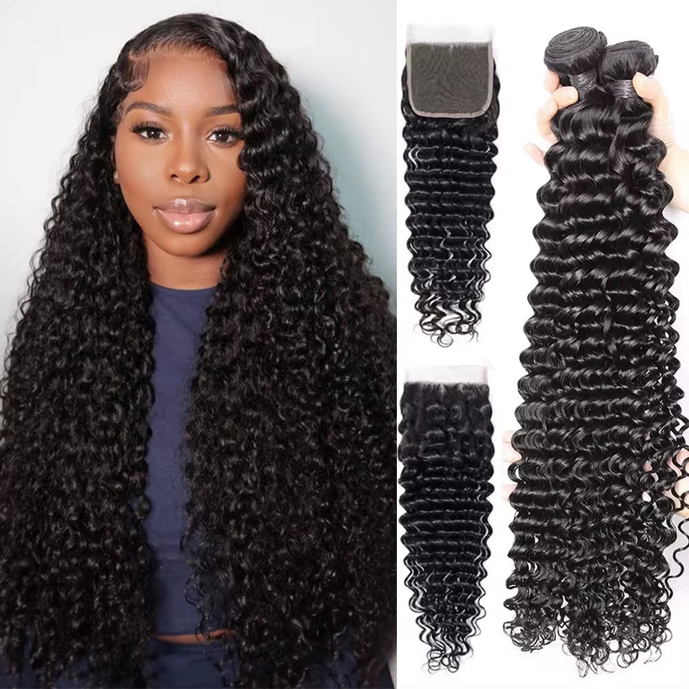 Burmese Curly Hair Bundles with Closure 4X4 13X4 Frontal Deep Wave Bundles Virgin Human Hair Vietnamese Raw Human Hair Extension